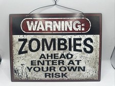 New TWD Metal Sign Warning Zombies Ahead Ente...