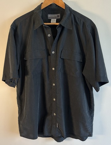 Billabong, VTG Billabong Mens Button Down Shirt Sz L Black Polynosic Wrinkle Resistant Y2K