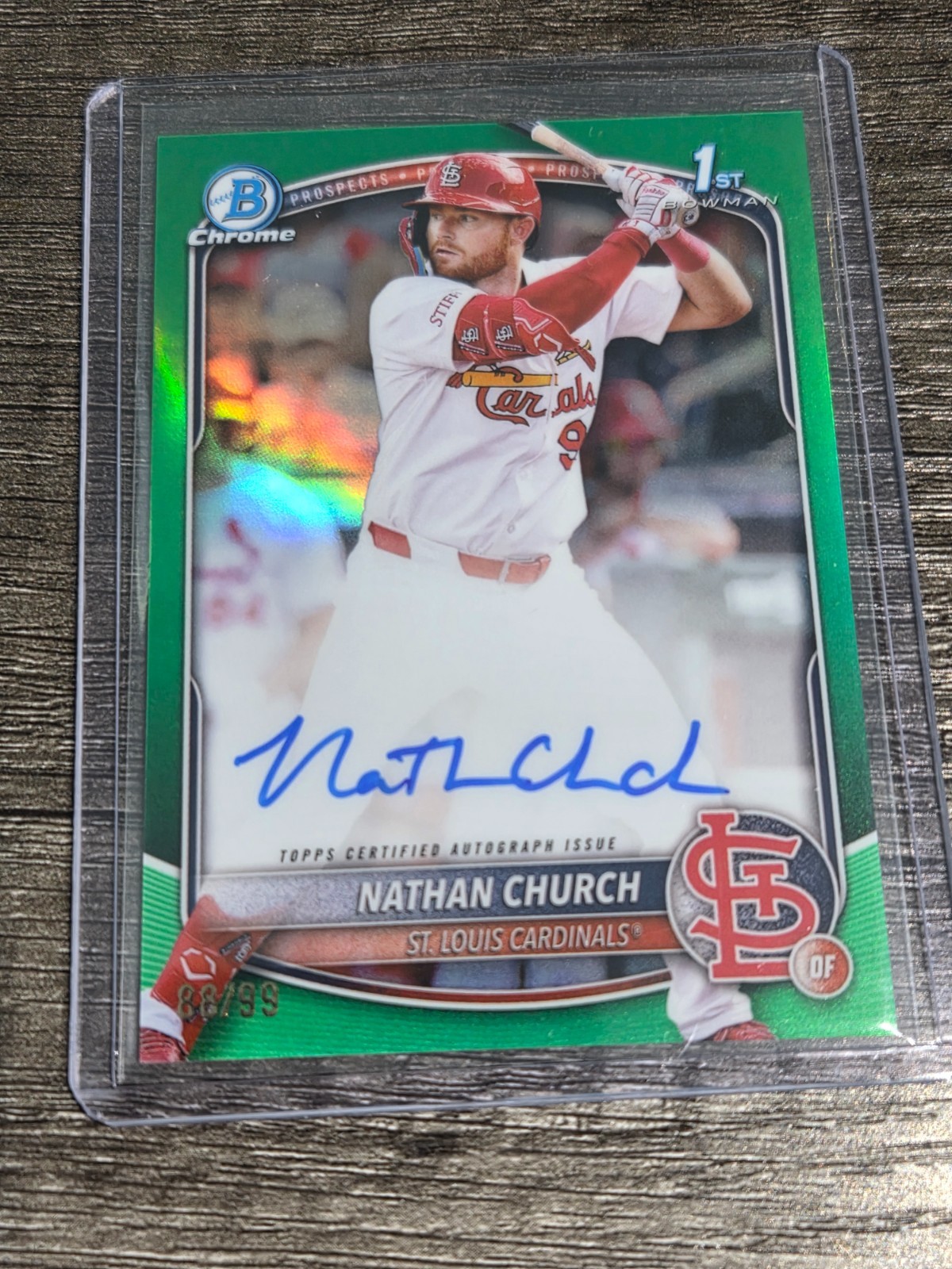 2025 Bowman Chrome NATHAN CHURCH 1st Bowman GREEN Refractor Auto /99