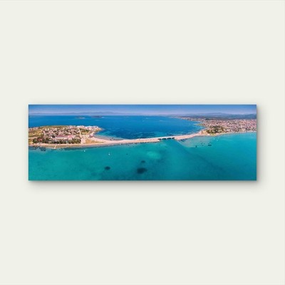 Panoramic Aerial View Of Bridge Cunda Island Canvas Print Wall Art Home Decor