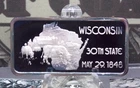 *HAMILTON MINT* 1oz .999 Silver Bullion *WISCONSIN* 30th State Art Bar ECC&C Inc