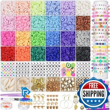 Gionlion 6000 Clay Beads Bracelet Making Kit, 24 Colors Flat Preppy Beads Jewelr