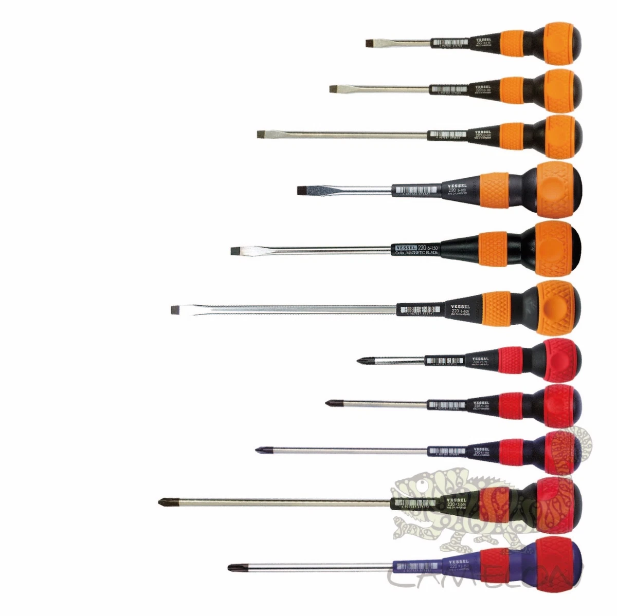 VESSEL Ball Grip Screwdriver 5.5 6 8 1 2 3 75 300mm No.220