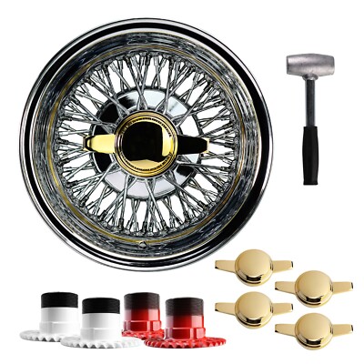13x7 Reverse 72 Spoke Cross Lace Lowrider Wire Wheels, Zenith Gold