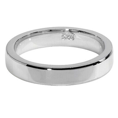 4mm 14k White Gold Over 925 Sterling Silver Men's Wedding Band Ring Size's 5-13 