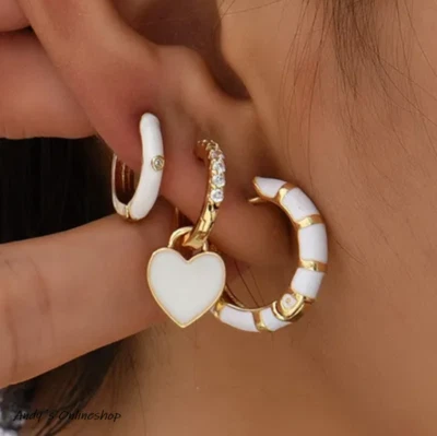 Zirkonia Ohrringe Creolen für Frauen 925 Silber Ohrhänger Gold Ohrschmuck - Bild 1 von 3