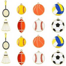 40Pcs Sports Theme Charms Badminton Football Enamel Pendants for Jewelry Making