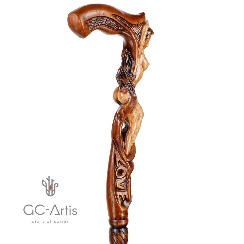 Дизайнерская деревянная трость love girl, резная трость ручной работы - Изображение 4 из 4