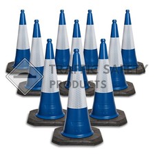 Pack of 10 BLUE - ELITE Traffic Cones 750mm 2 piece BRITISH STANDARD 