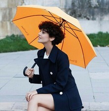 VEUVE CLICQUOT CHAMPAGNE YELLOW UMBRELLA, AUTOMATIC WITH FABRIC SLEEVE AUTHENTIC