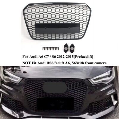 RS6 Style Front Bumper Mesh Honeycomb Grille Grill Fit Audi A6 S6