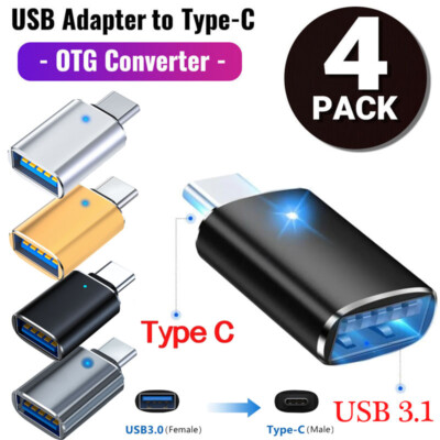 4 Pack USB-C 3.1 Male to USB A Female Adapter Converter OTG Type C Android Phone