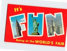 Postcard Empire State Building Statue of Liberty Chrysler Building NYC New York