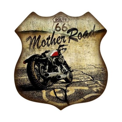 Biker Chopper Plasma Cut Mother Road Route 66 Retro Sign Blechschild Schild NEU