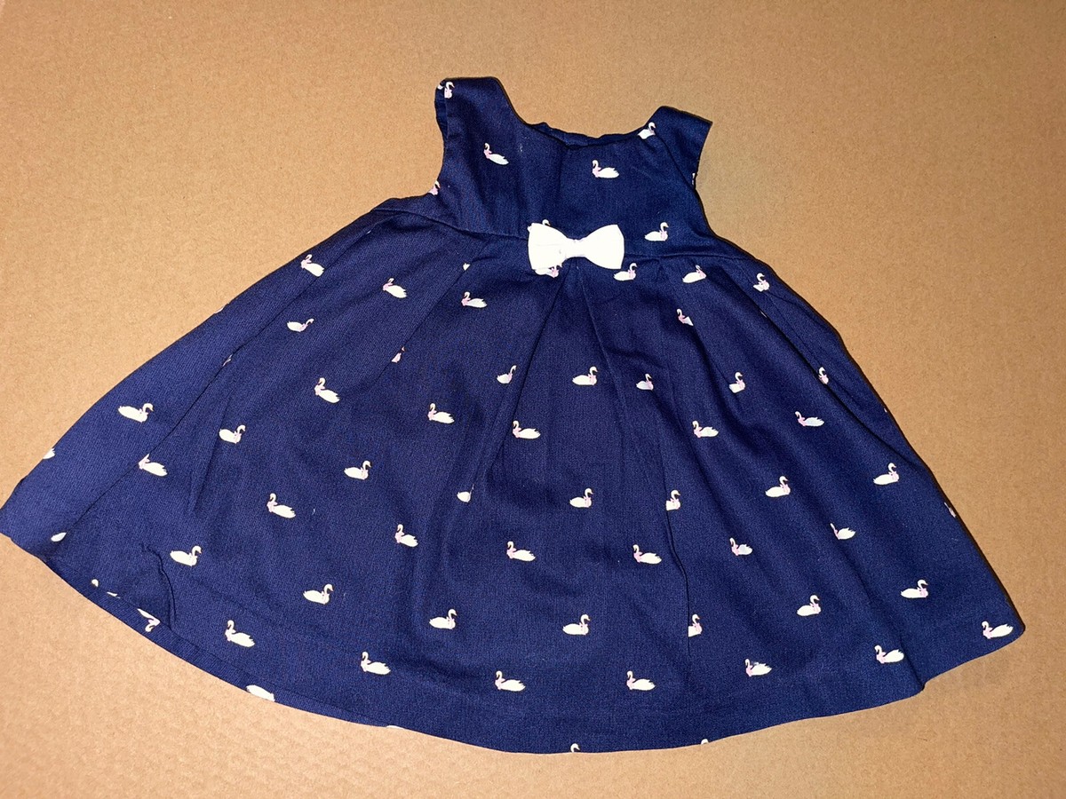 navy blue dress 3 6 months Navy Blue Floral Knitted Combo Dress