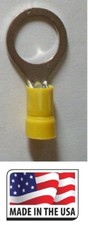 100 12-10 AWG GAUGE 1/2 Yellow Vinyl Ring Terminal Electrical Connector USA