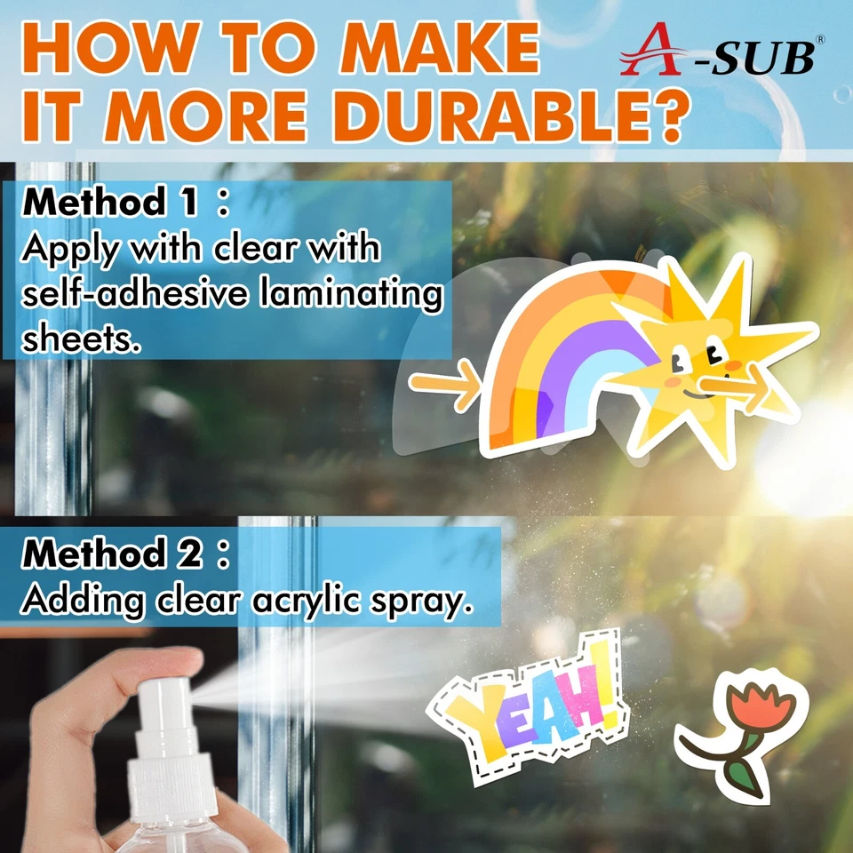 A-SUB Printable Vinyl Sticker Paper for Inkjet Waterproof Matte White 50-200 PK - Image 3 of 4