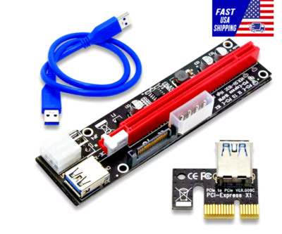 PCI-E 1x to 16x Powered USB3.0 GPU Riser Extender Adapter Card Board Cable