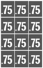 12 price labels for vending machines (small) .75, Dixie Narco, Vendo