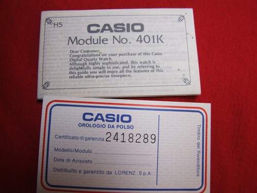 Module Casio Vintage N°229 Avec Guide D'utilisation Et Certificat De Garantie - Bon état
