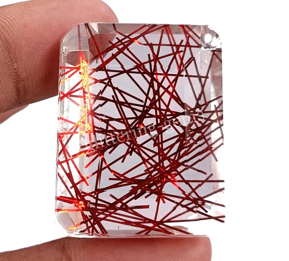 133.60 CT Rutilated Quartz Red IGL Certified Faceted Emerald Cut Gemstone NA - Image 4 of 4