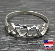 Sterling Silver 4 Heart Hearts Love Reflective Open Unique Band Ring Size 7.75