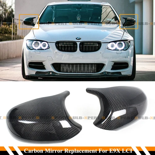 FOR 08-11 BMW E90 /10-13 E92 E93 LCI M HORN CARBON FIBER REPLACEMENT MIRROR CAPS