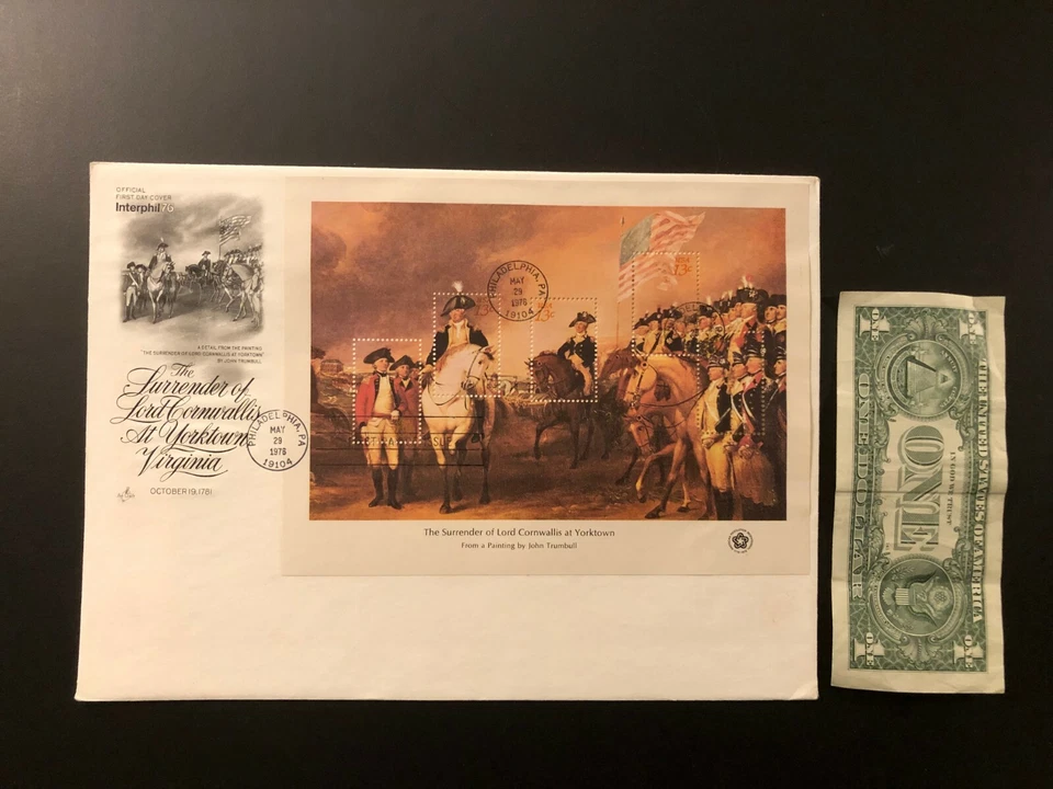 First Day Cover"SURRENDER OF LORD CORNWALLIS" 1976 Sheet of 5 U.S.PostageStamps - Image 2 of 4