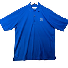 Donald Ross Golf Men's Size M Solid Blue Stretch Logo Embroidered Polo Shirt