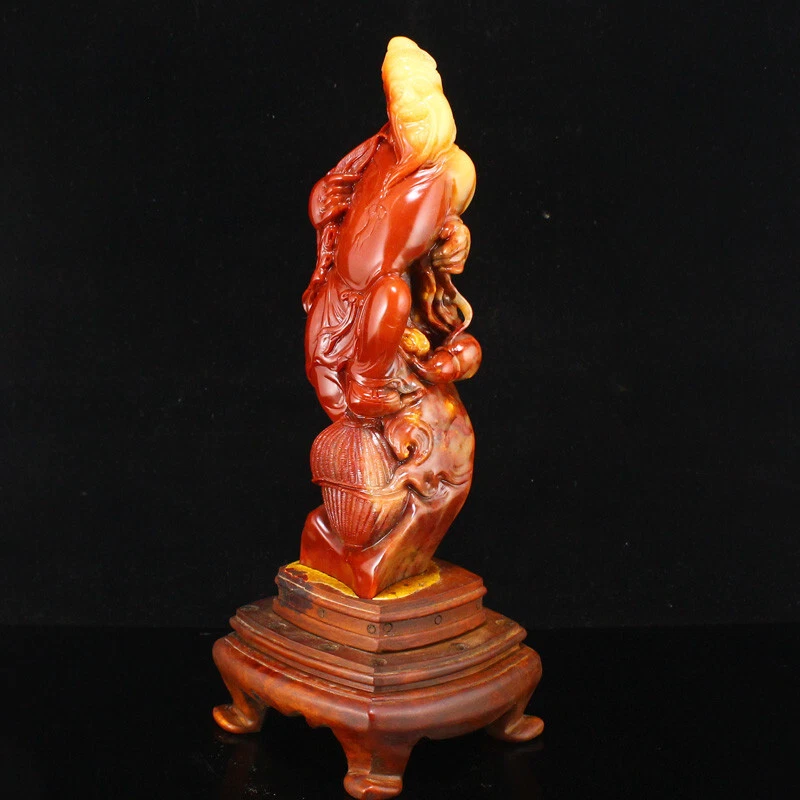 Китайский красный и желтый Shoushan камень статуя w даосизм божество - Изображение 3 из 4