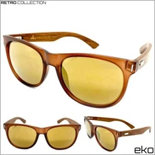 Men Classic 80s RETRO Style Brown SUN GLASSES Real Wood Wooden Frame Bronze Lens