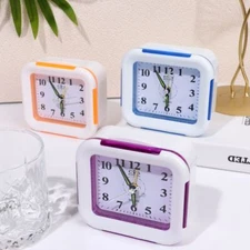 Quartz Alarm Clock With Night Light No Tick Snooze Silent Small Bedside Clocks