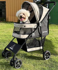 4 Wheel Dog Cat Pet Stroller Best Lightweight Foldable Compact Portable Jogger A