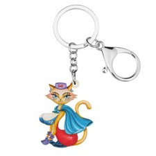 Acrylic Elegant Cat Girl Key Chain Keychains Novelty Women Pets Jewelry