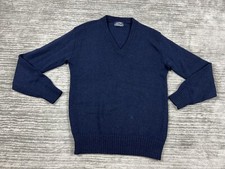 Vintage Puritan Sweater Mens Large Blue Aquamatic Wool Blend Made in USA