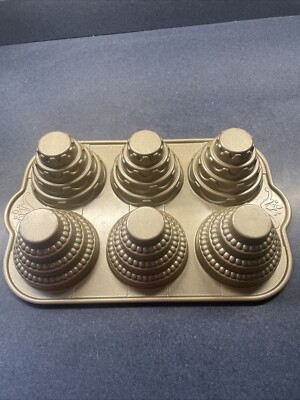 Nordic Ware Cast Aluminum Tiered Cakelet Pan-6 Cup 1.4 Liter Made In USA