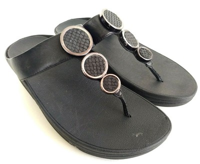 Fitflop Halo Toe Thong Sandals Women Size 7 Black Flip Flops Slippers Slide | eBay