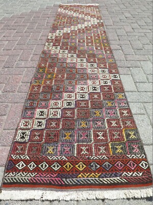 Turkish Kilim Runner, Carpet Runner, Handmade Corridor Stairs Long Rug 25''X106''