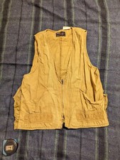 Vintage 60s Sears Sportswear Ted Williams Canvas Hunting Vest Shooting L Beige