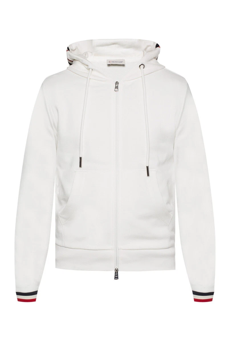 MONCLER MENS LOGO-PATCHED HOODED SWEATSHIRT (IVORY) - NEW WITH TAGS - SIZE XL