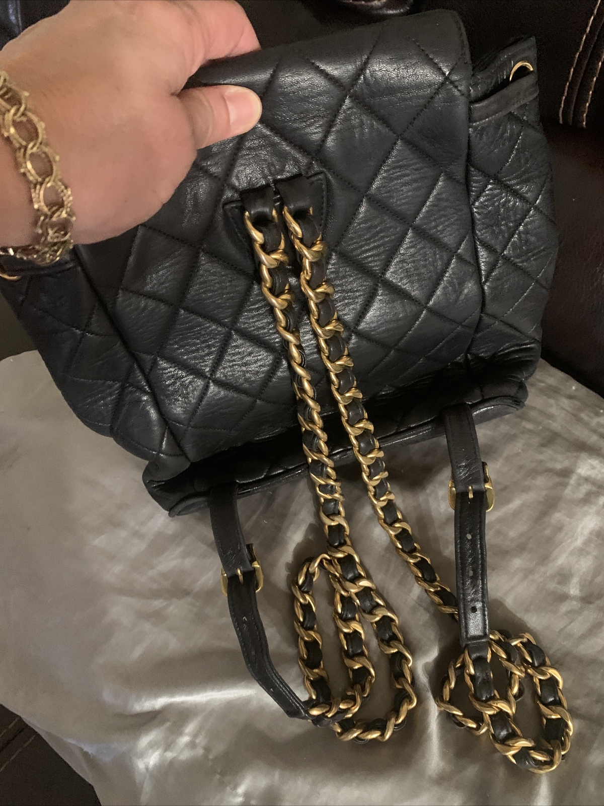 CHANEL Duma Matelasse Chain Quilted Backpack Leather Black 100percent AUTHENTIC image 10