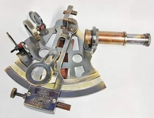 Kelvin & Hughes Antique Brass Sextant Finish Antique Finish 5 inch Nautical