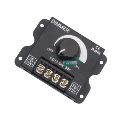 LED Dimmer DC 12-24V 8A/30A Adjustable Brightness Controller Switch Power Supply