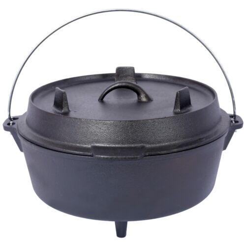 12qt Pre-Seasoned Cast Iron Dutch Oven w/Lid Skillet Cookware Set for Roasting - Picture 12 of 18
