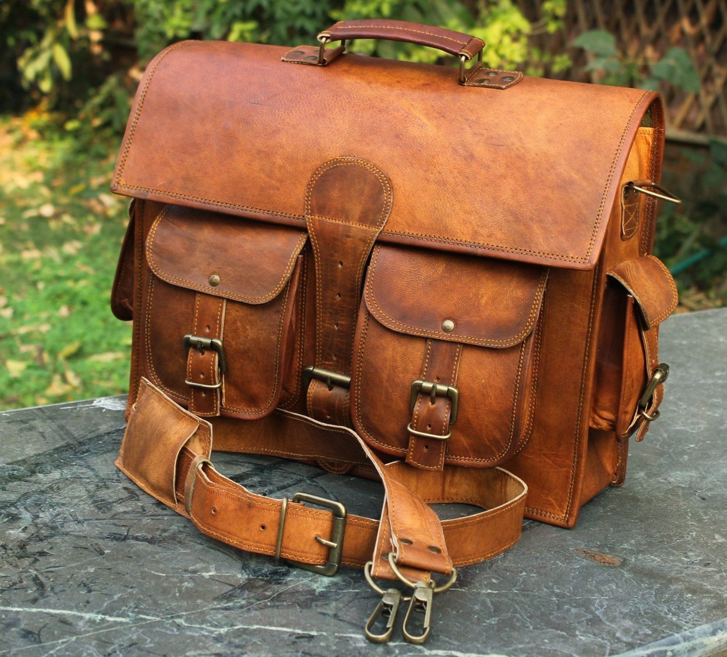 Men's New Leather Briefcase Work Bag Shoulder Bag Messenger Bags