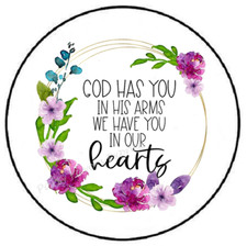 GOD HAS YOU IN HIS ARMS WE WANT YOU IN OUR ARMS ENVELOPE SEALS LABELS STICKERS