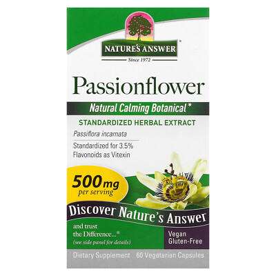 Nature s Answer Passionflower 500 mg 60 Vegetarian Capsules Cruelty-Free,