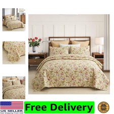Floral Quilt Set King Size, Reversible Microfiber Quilt Bedding Set for King ...
