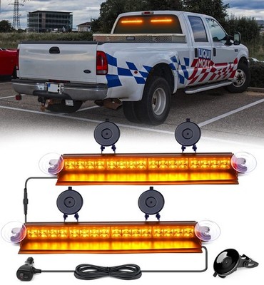 Xprite 2x16'' Emergency Dash Strobe Lights, 22 Modes & Stable Vacuum Suction C...