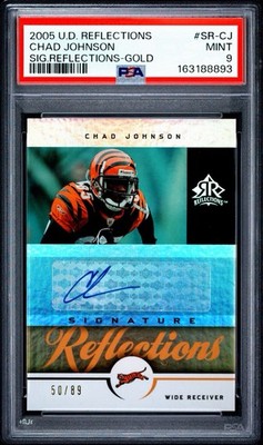 2005 UD Signature Reflections Ocho Cinco Chad Johnson #SR-CJ Gold /89 PSA 9